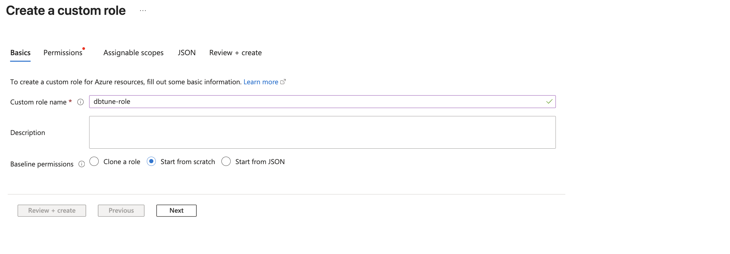 Create custom role