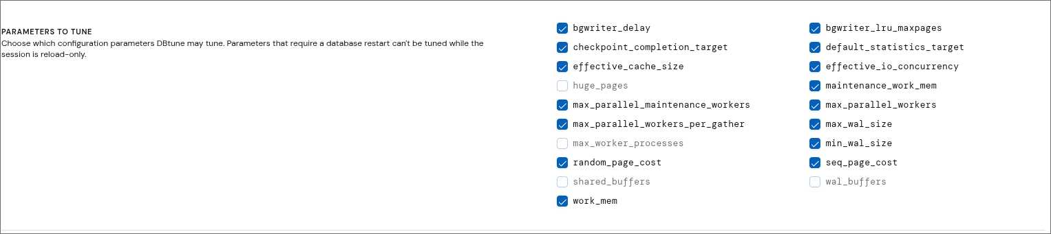 Parameters to tune